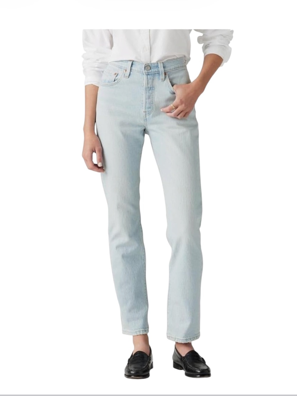 Levi’s 501 Original Fit High Rise Button Fly Light Wash Straight Leg Jeans Sz 28
